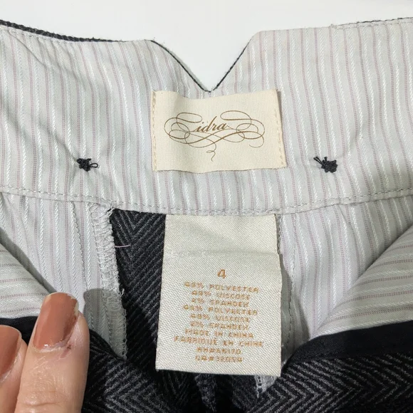 Anthropologie Gray Herringbone Boot Cut Pants Sz 4 - Picture 6 of 14